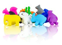 Qpractiko - Funny Animals Cup Marker | Self-Adhesive Suction Cup | Distinguish Your Glass | Silicone Gel, Assorted Colors, 2.8 cm, Silicone Material