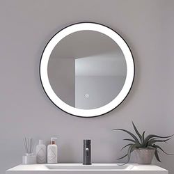 Loevschall Libra Ronde spiegel met verlichting, led-spiegel met aanraakschakelaar, 60 cm, verstelbare badkamerspiegel met verlichting, wandspiegel met verlichting