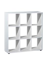 Inter Link - Séparation de pièce - Bibliothèque 9 cubes - Etagère à compartiments ouverts - Séparation de pièce - Etagère sur pied - Etagère à dossiers - Mélaminé - Compatible avec les boîtes pliantes Winny - Cadore 9