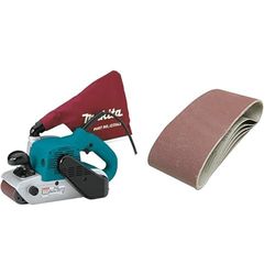 Makita 9403 Ponceuse à Bande Limage 100mm 1200W & Silverline 730880 5 bandes abrasives 100 x 610 mm Grain 40