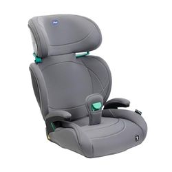 Chicco Quizy Lite i-Size, Silla Infantil para Coche 3-12 Años (100-150 cm), Peso 15-36 kg, Fácil de Instalar, Reclinable, Ajustable en Altura, Reposabrazos Acolchados y Cómodo Asiento, STONE, gris