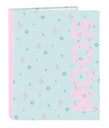 MOOS - Folder with 4 Rings, Ideal for Children of Different Ages, Comfortable and Versatile, Quality and Strength, 26.5 x 33 cm, Turquoise Blue