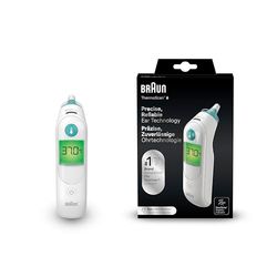 Braun ThermoScan 6 Oorthermometer | Digitaal kleurgecodeerd display | ExacTemp-stabiliteitsindicator | Prettig voor baby's en kinderen | Merk 1 bij artsen(1) | IRT6515