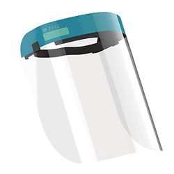 Zale FDA-geregistreerde bescherming gezichtsbescherming met rekbare hoofdband, all-round bescherming met lichtgewicht, anti-condens, transparante vel, turquoise, verpakking van 10 stuks