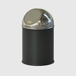 La Briantina Afvalemmer van staal met drukdeksel Push, diepzwart, Ø 20 x H 35 cm, inhoud 8 liter