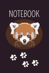 Red Panda Notebook: Cute Journal, College Ruled | 6 x 9 |, 110 Pages.