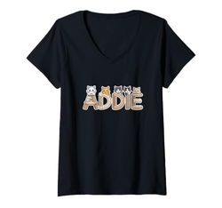 Womens Addie Cat Trees - Personalized Cute Name Word Art V-Neck T-Shirt