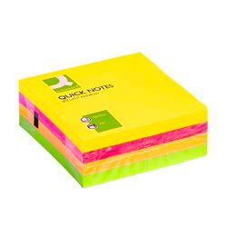 Bloc de notas adhesivas quita y pon q-connect 76x76 mm fluorescente con 320 hojas