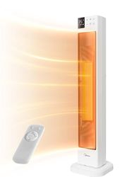 Midea NTH20-22GR (WH) ventilatorkachel, energiebesparend, stil, met afstandsbediening, PTC 2000 watt, keramische ventilatorkachel met thermostaat, 2 warmtestanden, 24-uurs timer, ECO-modus, voor grote
