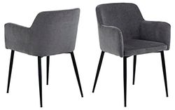 AC Design Furniture Karla - Juego de 2 sillas de Comedor con Respaldo Acolchado de Estilo Moderno, Color Gris Oscuro con Patas de Metal Negro, Silla de Oficina sin Ruedas