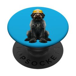Tripulación de Trabajador de Sombrero Duro Amarillo Perro Grifón Señalador Pelo Alambre PopSockets PopGrip Adhesivo