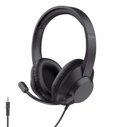 Trust Ayda Max Over-Ear Headset 3.5mm met Microfoon, Koptelefoon met Kabel van 1.8 m, 85% Gerecycled Plastic, Verstelbare Hoofdband, Headphones voor PC Computer Laptop Thuiswerken Teams Zoom, Zwart