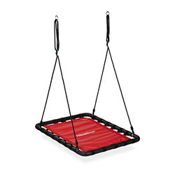 Relaxdays Altalena a Nido per Esterni, Dondolo per Il Giardino, Regolabile, Carico Fino a 100 kg, LP103x77cm, Rosso Nero, Lega di Acciaio Plastica, 103x77cm