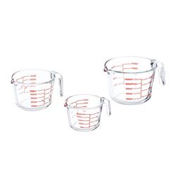 Relaxdays Misurini in Vetro, Set da 3 Dosatori per la Cucina 250 ml 500 ml 1 L, Bicchierino Scala Graduata, Trasparente