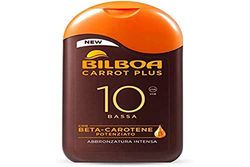 Bilboa, Solar Mjölk Morot Plus SPF 10, Body Bronzing, Formel med Betakaroten för intensiv och hållbar solbränna, Vattentålig, dermatologiskt testad, 200 ml
