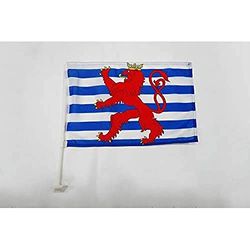 AZ FLAG Bandiera per Auto Lussemburgo Civile 45x30cm - BANDIERINA da Auto LUSSEMBURGHESE con Leone 30 x 45 cm