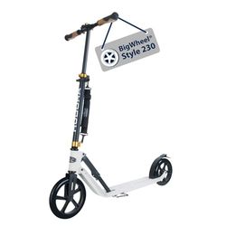HUDORA Monopattino BigWheel Style 230 - Monopattino in alluminio resistente con pedana grande - Monopattino pieghevole regolabile in altezza per carico fino a 120kg - Per ragazzi e adulti