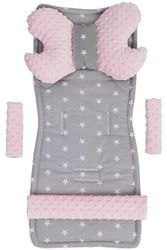Medi Partners Universele stoelhoes Kinderwagens & Buggy's Zitinzet Kinderwagendeken 5-delig Gordelkussens + Speelboog Kinderwagenset MINKY Katoen