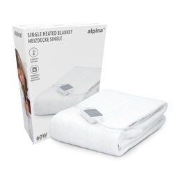 alpina Warmtedeken 1 Persoons - Elektrische Bovendeken - Onderdeken 3 Standen - Wasbare Elektrische Knuffeldeken - Warmte Deken Elektrisch - Deken 80x150 cm - Wit