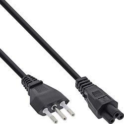 InLine 16656S netkabel voor notebook, 3-polige koppeling, 2m zwart