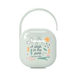 Suavinex, Fopspeendoos met capaciteit voor 2 fopspenen. Fopspeenzakje, fopspeendoos met flexibel handvat, fopspeenhouder, voor baby's + 0 maanden, groen