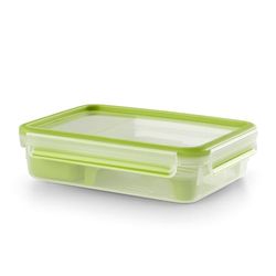 Tefal Master Seal To Go Brunch Box Rectangle Food Storage, Clear/Green, 22.6 x 16.5 x 6.3 cm