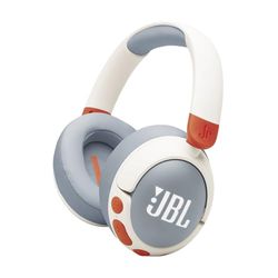 JBL Junior 470 NC Bezprzewodowe Słuchawki Nauszne dla Dzieci, z ANC, Wbudowanym Mikrofonem, 50 H Odtwarzaniem, Ograniczeniem Głośności, Łatwym Sterowaniem i Zestawem Naklejek, Białe