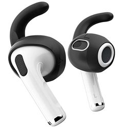 Keybudz EarBuddyz - Auricolari in silicone per Apple AirPods 3, accessori per auricolari, accessori per auricolari, gancio per orecchie, antiscivolo, sport, nero