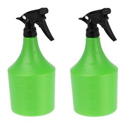 Relaxdays 2X Spray Bottle, 1 Litre Each, Nozzle with Mist & Stream, Scale, Refillable, Plastic, 25x12x10 cm, Green/Black, 100%