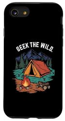 Seek The Wild Camping Tent Campfire Mountain Nature Design Custodia per iPhone SE (2020) / 7 / 8