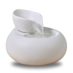 Zen'Light SCFV22-01 - Fontana di vetro e ceramica Crystal Line Toby, fontana in vetro e ceramica, una fontana, una pompa, illuminazione a LED, manuale d'uso, bianco
