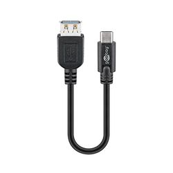 Goobay 51763 Sync & Charge Super Speed USB-C naar USB A 3.0 verlengkabel, converteert USB-C aansluiting in USB A 3.0 aansluiting om, 0,2 m
