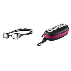 ARENA Gafas Cobra Ultra Swipe Mirror Natación, Unisex niños, Silver/Black, Talla Única + 000001E048-509 Estuche para Gafas de natación, Unisex Adulto, Negro/Fucsia (Black White Fuchsia), Universal