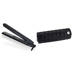 GHD - Styler Gold - Lisseur Cheveux (Noir) & Trousse pochette thermoresistante tapis pour styler fer à lisser GHD pour modèle mini, classic, max - Noir