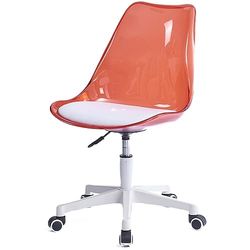 Shally Dogan Silla de escritorio con 5 ruedas giratorias, respaldo transparente de polipropileno, sillón ergonómico con asiento acolchado de alta densidad, ideal para dormitorio, oficina, hogar (rojo)