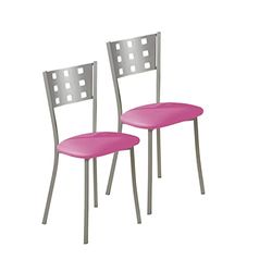 ASTIMESA SCMCRS Due sedie da Cucina, Metallo Similpelle Alluminio, Rosa, Altura de asiento 45 CMS