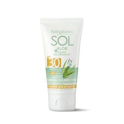 Bottega Verde - SOL Aloe e Acido Ialuronico, Crema Solare Viso, 50 ml, SPF 30, Protettiva e Idratante, Arricchita con Succo di Aloe Iperfermentato e Acido Ialuronico, per Tutti i Tipi di Pelle