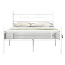 Novilla Rete Letto Singolo 90x190 Struttura Letto con Testiera e Pediera, Supporto a Doghe in Acciaio, Design Antiscivolo per Materasso, Spazio di Archiviazione Sotto il Letto, Bianco