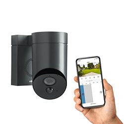 Somfy 2401563 - telecamera di sorveglianza per esterni con sirena da 110 dB e funzione di visione notturna, grigia | Telecamera Full HD | Connessione WiFi [classe energetica A]