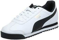 Puma Roma Basic, Scarpe da Ginnastica Basse Uomo, Bianco White Schwarzes Leder, 40.5 EU