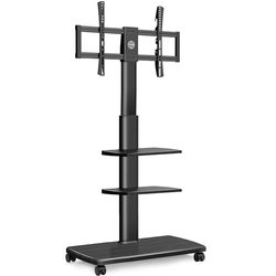 FITUEYES tv standaard verrijdbaar met hout-voet voor 32-70 inch, Draaibaar & Hoogte verstelbaar tv stand trolley wheel, universal vloerstandaard op wielen Max VESA 600x400mm