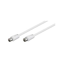 Goobay Cabo de antena 50910, conector coaxial niquelado à tomada coaxial, cabo coaxial adequado para TV, HDTV, rádio, DVB-T2, DVB-S, DVB-S2, DVB-C, estampado duplo, 70 dB, 75 Ohm, 0,5 m, branco