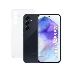 Samsung Galaxy A55 5G 128GB + Funda Transparente - Teléfono Móvil Android, Smartphone Libre, Batería de Larga Duración, Cámara 50MP, Negro (Versión Española)