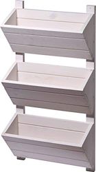 dobar® Green Label 58381FSCe Wandbed met 3 plantenbakken, bloementrap van hout, bloemenladder voor wandmontage, plantentrap voor tuin/terras/balkon, 38 x 17,5 x 79 cm, wit