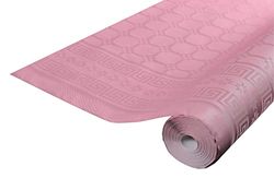 Pronappe - Réf. R480686I - 12 nappes jetables papier damassé en rouleau 6 M de long X 1,18 M de large - Papier damassé au motif universel chic et classique - Couleur rose poudré