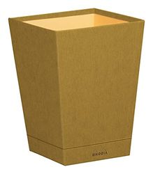 RHODIA 194615C - Papelera dorada - 24x24x32 cm - Pespuntes naranjas - Exterior de piel sintética - Colección Home Office Rhodiarama - Organización de oficina y almacenamiento de diseñador