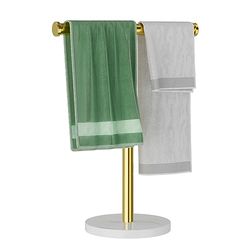 Blemoacha T-Shape Freestanding Towel Rack for Bathroom & Kitchen, Stainless Steel Towel Bar (Ti Gold)