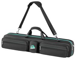 PEKREWS Pool Cue Case 4x4 Pool Stick Bag met Rugzak Bandjes Zachte Biljart Cue Draagtas met Schouderriem, Biljart Stick Case voor 4 Butts 4 Shafts en Biljart Accessoires, Zwart, Zwart, L, Pool Cue