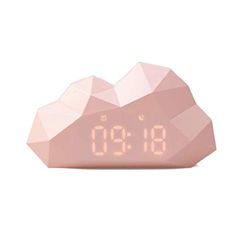 Mini Cloudy lichtgevende digitale wekker - bureau & nachtkastje klok - snooze-functie - voor volwassenen en kinderen - modern origineel design - slaapkamerdecoratie - klein formaat - roze - Mob