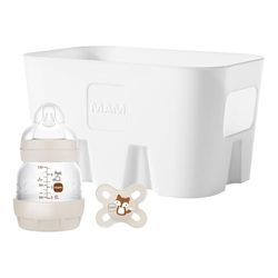 MAM Easy Start Anti-Colic Combi Set XS, pierwsze wyposażenie w butelkę Anti-Colic (130 ml), w zestawie smoczek rozmiar 0, smoczek MAM Start i kosz na butelkę, zestaw upominkowy dla niemowląt, od